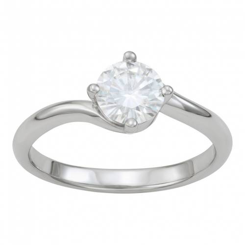 白色 ホワイト ゴールド & T.W. 【 CHARLES & COLVARD 14K WHITE GOLD 1 CARAT LAB-CREATED MOISSANITE SOLITAIRE BYPASS RING / 14K WHITE GOLD 】 ジュエリー アクセサリー レディースジュエリー 指輪 リング｜スニケス