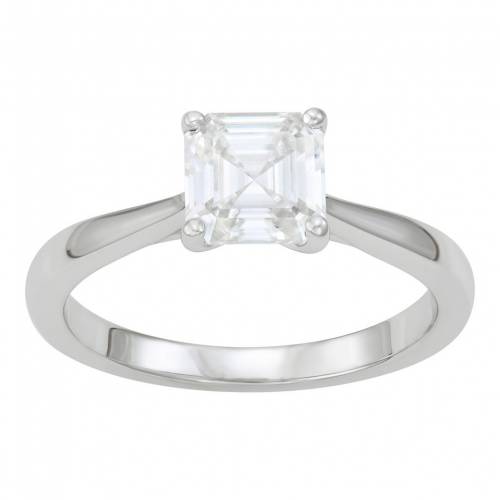 白色 ホワイト ゴールド & T.W. 【 CHARLES & COLVARD 14K WHITE GOLD 1 1/3 CARAT LAB-CREATED MOISSANITE ASSCHER SOLITAIRE RING / 14K WHITE GOLD 】 ジュエリー アクセサリー レディースジュエリー 指輪 リング