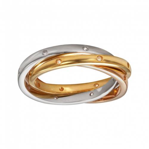 ゴールド 銀色 シルバー 白色 ホワイト & 【 SOPHIE MILLER 14K GOLD OVER SILVER STERLING TRI-TONE CUBIC ZIRCONIA INTERLOCKING RING / WHITE 】 ジュエリー アクセサリー レディースジュエリー 指輪 リング
