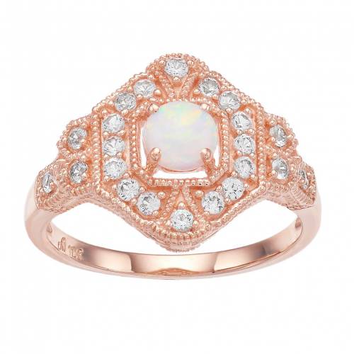 ローズ ゴールド 白色 ホワイト & 【 UNBRANDED 10K ROSE GOLD LAB-CREATED WHITE OPAL SAPPHIRE RING / 10K ROSE 】 ジュエリー アクセサリー レディースジュエリー 指輪 リング