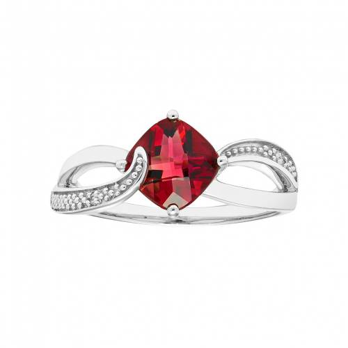 銀色 シルバー ダイヤモンド 赤 レッド & 【 UNBRANDED STERLING SILVER LAB CREATED RUBY DIAMOND ACCENT CUSHION BYPASS RING / RED 】 ジュエリー アクセサリー レディースジュエリー 指輪 リング