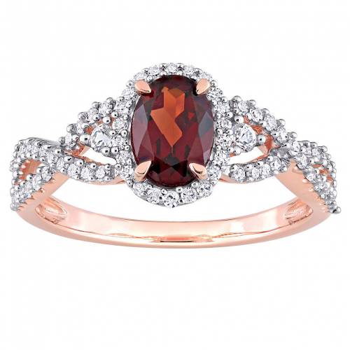 ローズ ゴールド 白色 ホワイト ダイヤモンド & T.W. 【 STELLA GRACE 10K ROSE GOLD GARNET, WHITE SAPPHIRE 1/3 CARAT DIAMOND HALO TWIST RING / 10K ROSE GOLD 】 ジュエリー アクセサリー レディースジュエリー 指輪 リ｜スニケス