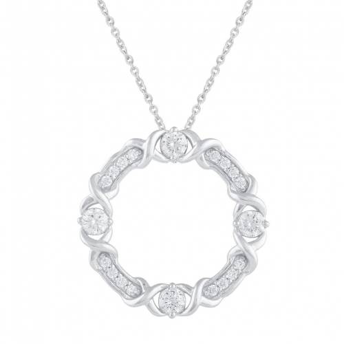 オーラ 銀色 シルバー ダイヤモンド ネックレス T.W. 【 ROYAL AURA STERLING SILVER 3/8 CARAT DIAMOND OPEN CIRCLE NECKLACE / STERLING SILVER 】 ジュエリー アクセサリー レディースジュエリー ペンダント｜スニケス