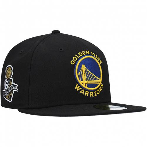New Era 黒 墨染め スケート船板 ウォリアーズ 集合物 ニュー顎 ゴールデン国 State Black 6x Nba Finals Champions Side Patch Collection 59fifty Fitted Hat War I Surgical Com