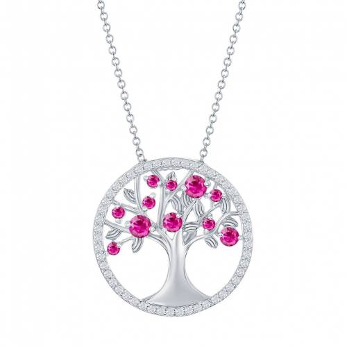 銀色 シルバー 赤 レッド ネックレス 【 UNBRANDED STERLING SILVER RED CUBIC ZIRCONIA TREE OF LIFE NECKLACE / 】 ジュエリー アクセサリー レディースジュエリー ペンダント