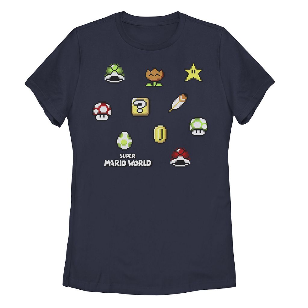 【★百貨店SALE★6/11夜夜中2時迄】文字記号 プルオーバー 紺色 米国海軍 【 LICENSED CHARACTER SUPER MARIO 8-BIT ITEMS TEE / NAVY 】 キッズ もの言う花 マタニティ トップス カットソー