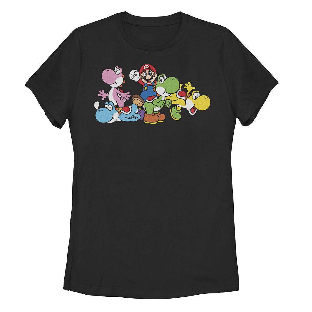 【★百貨店SALE★6/11夜夜中2時迄】文字記号 グラフィック プルオーバー 黒いこと 黒いこと 【 LICENSED CHARACTER NINTENDO SUPER MARIO YOSHI RIDE GROUP MASHUP GRAPHIC TEE / BLACK 】 キッズ もの言う花 マタニティ トップス カットソー