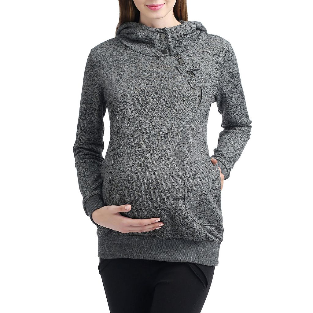 フーディー パーカー 薄墨色 薄墨色 薄墨色 ジップフーディー 【 POKKORI MATERNITY ASYMMETRICAL ZIP HOODIE / GRAY 】 レディース流行り物 トップス 汗水 調教師