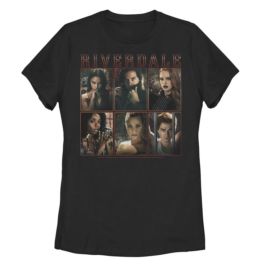 【★百貨店SALE★6/11夜夜中2時迄】文字記号 プルオーバー 黒いこと 黒いこと 【 LICENSED CHARACTER RIVERDALE CHARACTER GROUP SHOT PANELS TEE / BLACK 】 キッズ もの言う花 マタニティ トップス カットソー