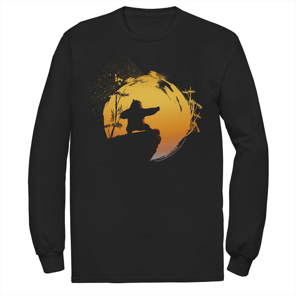 キャラクター Tシャツ 黒色 ブラック 【 LICENSED CHARACTER KUNG FU PANDA PO TAI CHI SUNSET SILHOUETTE TEE / BLACK 】 メンズファッション トップス カットソー