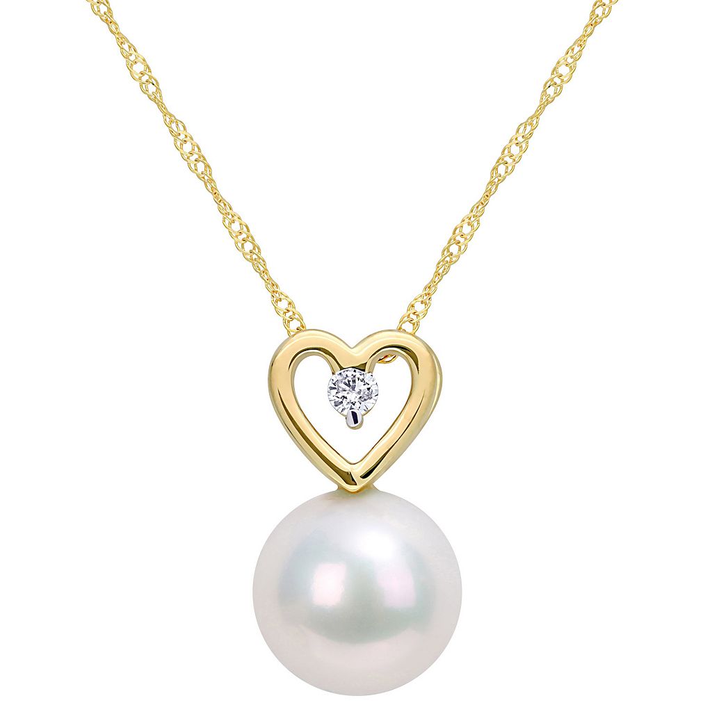 ゴールド パール ダイヤモンド ネックレス & 【 STELLA GRACE 10K GOLD FRESHWATER CULTURED PEARL DIAMOND ACCENT HEART DROP PENDANT NECKLACE / 10K GOLD 】 ジュエリー アクセサリー レディースジュエリー ペンダント｜スニケス