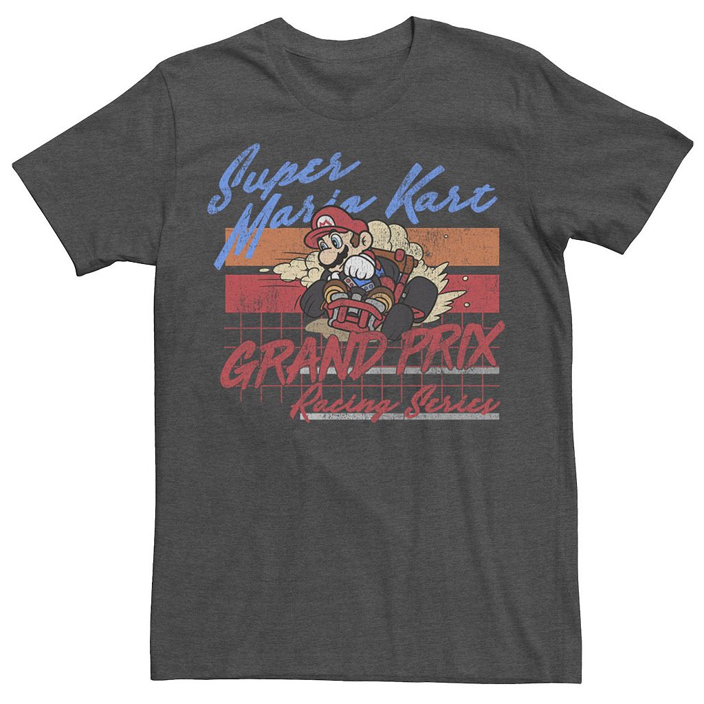 キャラクター Tシャツ チャコール ヘザー 【 LICENSED CHARACTER NINTENDO MARIO KART RACING RETRO DRIFT DISTRESSED TEE / CHARCOAL HEATHER 】 メンズファッション トップス カットソー｜スニケス