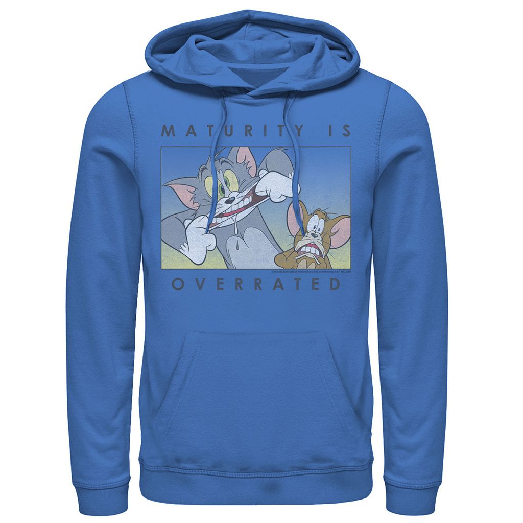 キャラクター フーディー パーカー 【 LICENSED CHARACTER TOM AND JERRY MATURITY IS OVERRATED GOOFY PORTRAIT PANEL HOODIE / ROYAL 】 メンズファッション トップス スウェット トレーナー｜スニケス