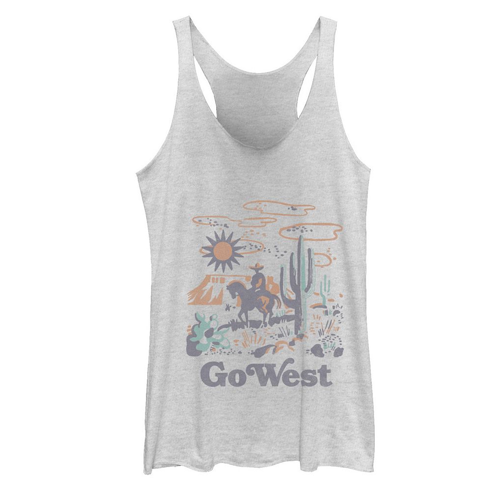 【★Fashion THE SALE★1/14迄】タンクトップ 白色 ホワイト ヘザー 【 UNBRANDED TRENDY GO WEST LANDSCAPE TANK TOP / WHITE HEATHER 】 キッズ ベビー マタニティ トップス画像