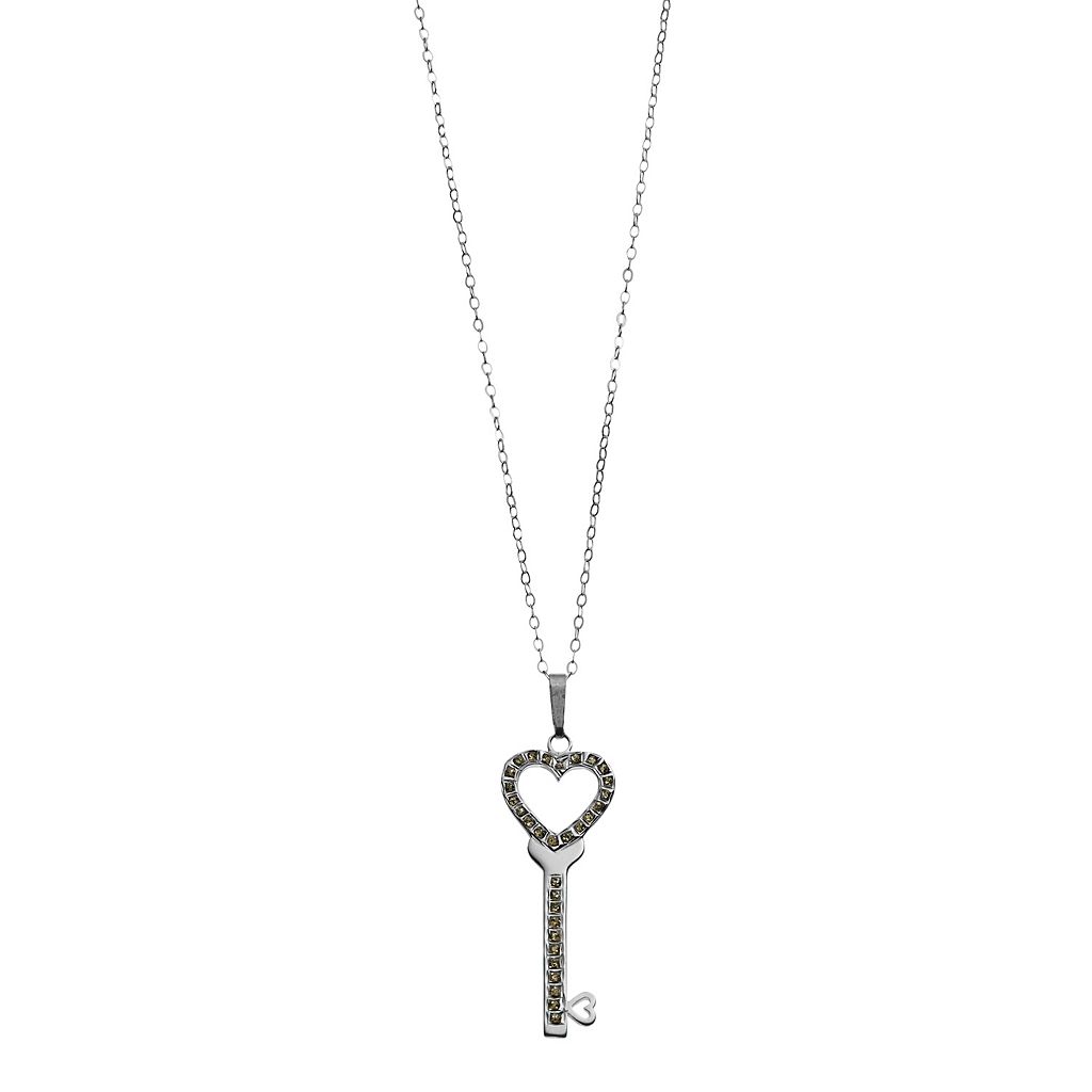 ダイヤモンド プラチナム 銀色 シルバー ネックレス & 【 DIAMOND MYSTIQUE PLATINUM OVER SILVER DIAMOND ACCENT HEART KEY PENDANT NECKLACE / PLATINUM OVER SILVER 】 ジュエリー アクセサリー レディースジュエリー ペ