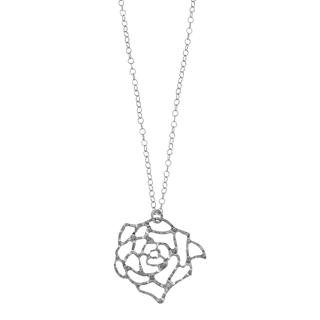 ダイヤモンド プラチナム 銀色 シルバー ネックレス & 【 DIAMOND MYSTIQUE PLATINUM OVER SILVER DIAMOND ACCENT FLOWER NECKLACE / PLATINUM OVER SILVER 】 ジュエリー アクセサリー レディースジュエリー ペンダント