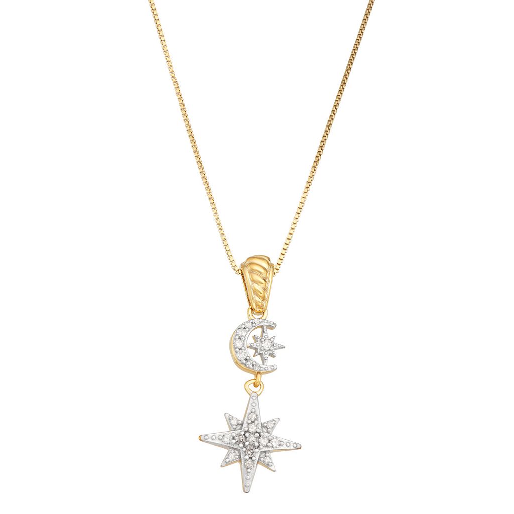 ゴールド 銀色 シルバー ダイヤモンド ネックレス T.W. 【 JEWELEXCESS 14K GOLD OVER SILVER 1/5 CARAT DIAMOND STARBURST PENDANT NECKLACE / 14K GOLD PLATED 】 ジュエリー アクセサリー レディースジュエリー ペンダン｜スニケス
