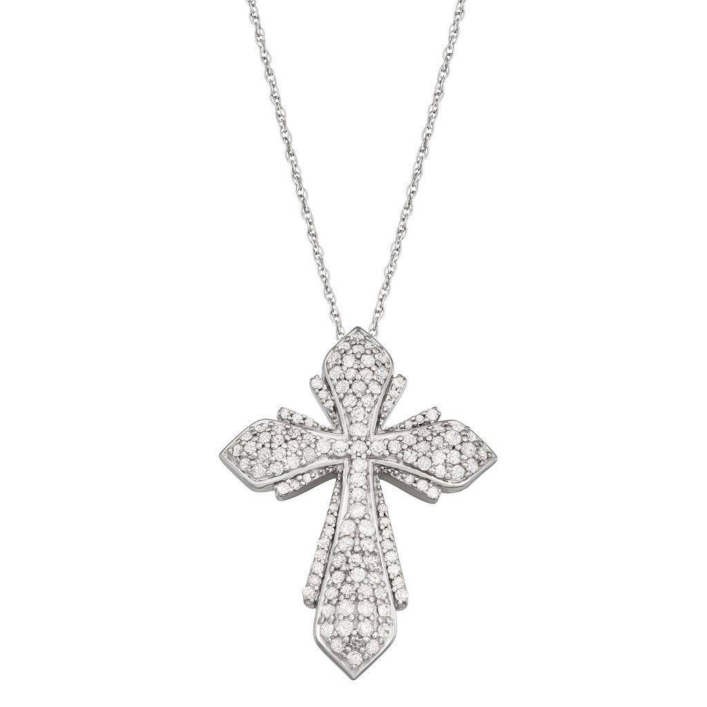 ダイヤモンド 銀色 シルバー ネックレス T.W. 【 JEWELEXCESS 1 CARAT DIAMOND STERLING SILVER CROSS PENDANT NECKLACE / 】 ジュエリー アクセサリー レディースジュエリー ペンダント|スニケス