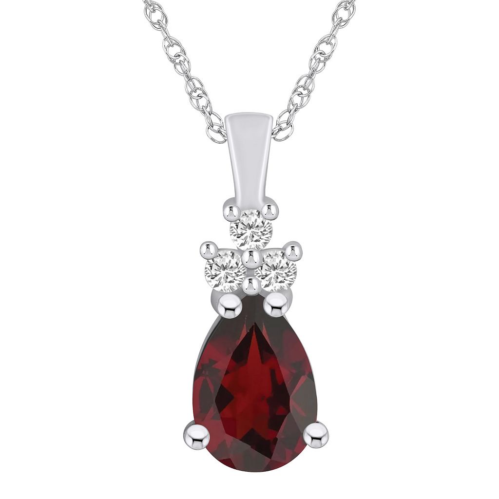 白色 ホワイト ゴールド ダイヤモンド ネックレス & T.W. 【 ALYSON LAYNE 14K WHITE GOLD PEAR SHAPE GARNET 1/6 CARAT DIAMOND PENDANT NECKLACE / 14K WHITE GOLD 】 ジュエリー アクセサリー レディースジュエリー ペン