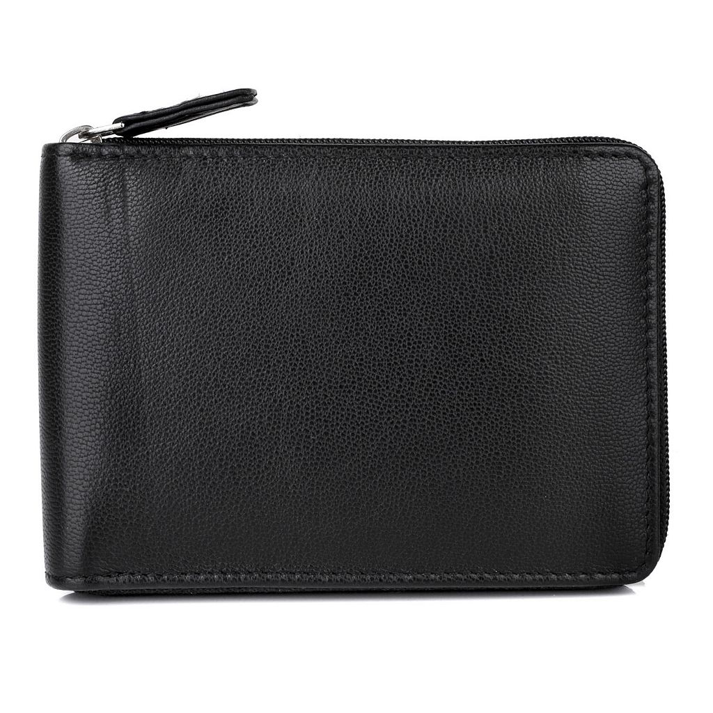 がま口 黒いこと 黒いこと 【 BUXTON EMBLEM ZIP-AROUND BILLFOLD WALLET / BLACK 】 御徒面子 容れもの メンズがま口 財布・ケース-メンズ財布