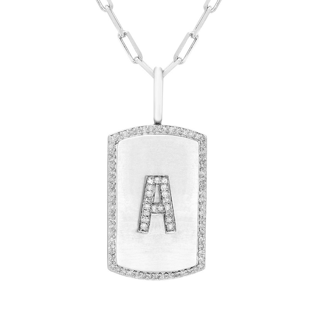 銀色 シルバー ダイヤモンド タグ ネックレス IT'S & T.W. 【 IT'S PERSONAL INITIAL STERLING SILVER 1/4 CARAT DIAMOND DOG TAG NECKLACE / 】 ジュエリー アクセサリー レディースジュエリー ペンダント