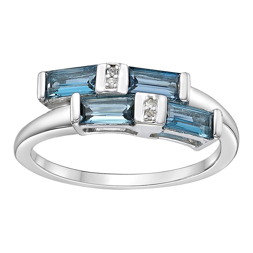 銀色 シルバー 青色 ブルー 白色 ホワイト & 【 GEMMINDED STERLING SILVER LONDON BLUE WHITE TOPAZ OVERLAP RING / STERLING SILVER 】 ジュエリー アクセサリー レディースジュエリー 指輪 リング