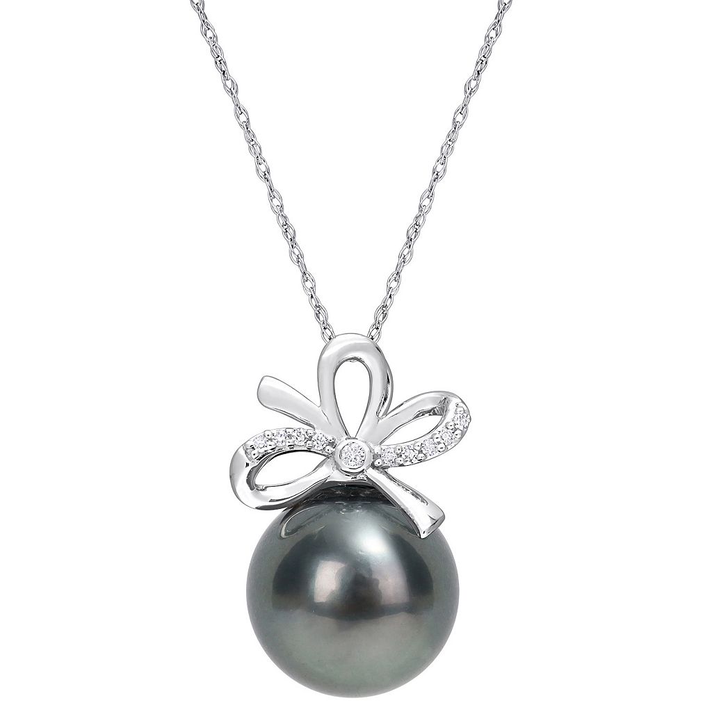 白色 ホワイト ゴールド パール ダイヤモンド ネックレス & 【 STELLA GRACE 14K WHITE GOLD TAHITIAN CULTURED PEARL DIAMOND ACCENT BOW PENDANT NECKLACE / 14K WHITE GOLD 】 ジュエリー アクセサリー レディースジュエリ|スニケス