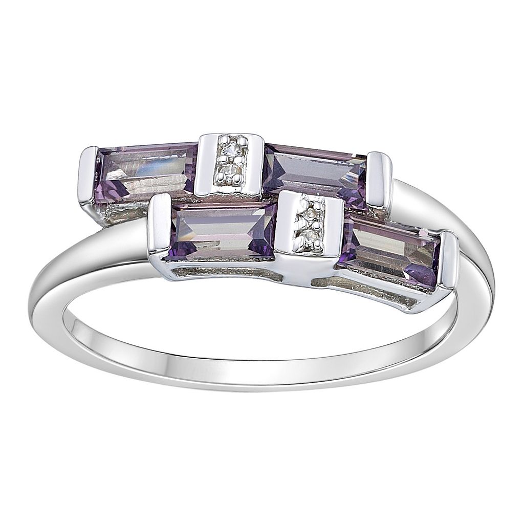 銀色 シルバー 白色 ホワイト & 【 GEMMINDED STERLING SILVER LAB-CREATED ALEXANDRITE WHITE SAPPHIRE OVERLAP RING / STERLING SILVER 】 ジュエリー アクセサリー レディースジュエリー 指輪 リング
