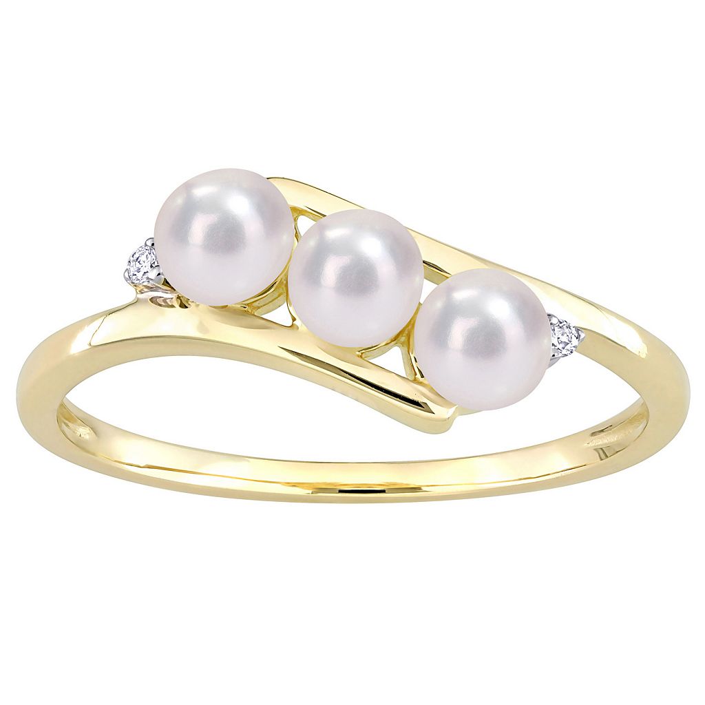 ゴールド パール ダイヤモンド & 【 STELLA GRACE 10K GOLD FRESHWATER CULTURED PEARL DIAMOND ACCENT BYPASS RING / 10K GOLD 】 ジュエリー アクセサリー レディースジュエリー 指輪 リング