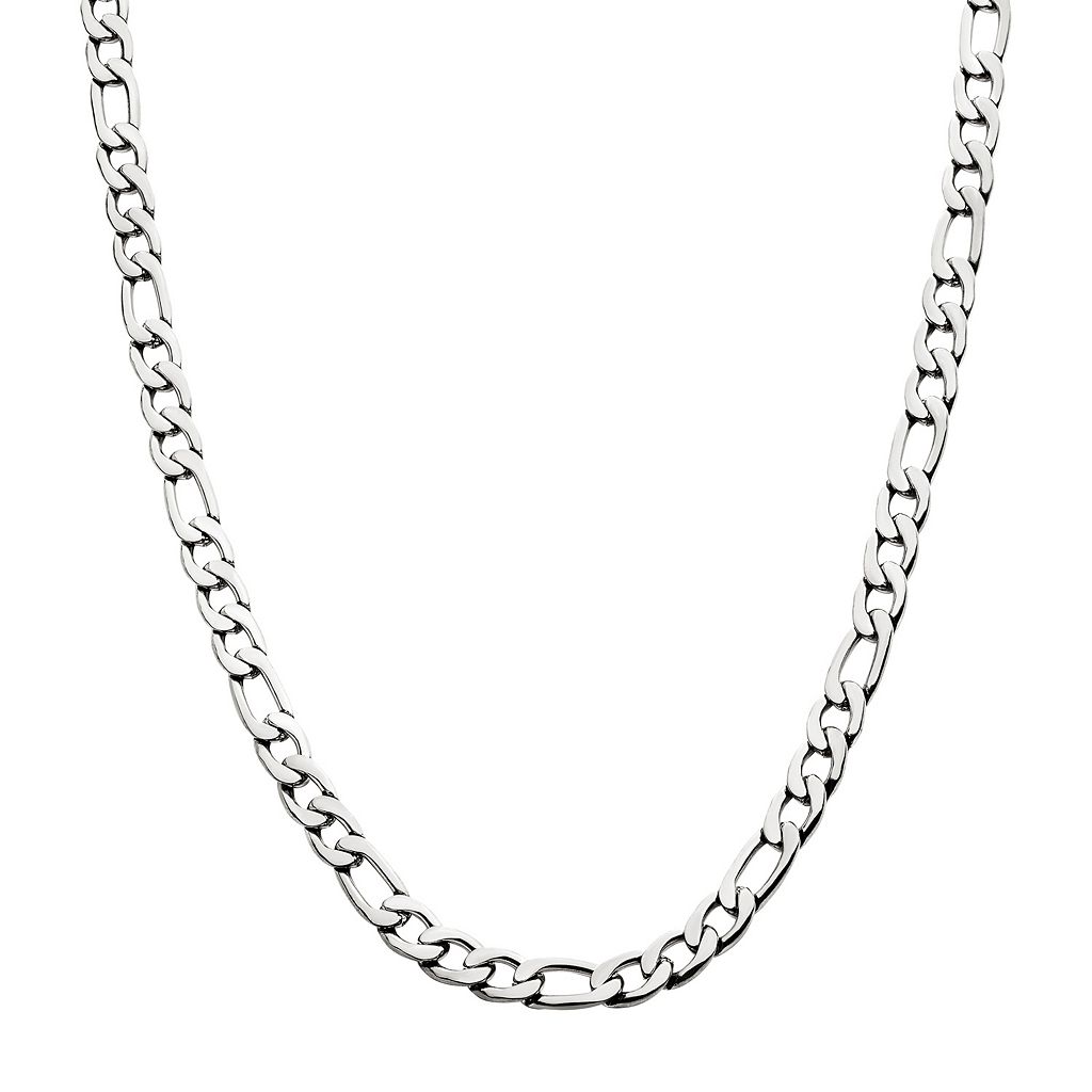 ステンレス 銀色 スチール ネックレス シルバー 【 UNBRANDED STAINLESS STEEL FIGARO CHAIN NECKLACE / SILVER TONE 4MM 】 ジュエリー アクセサリー メンズジュエリー ペンダント
