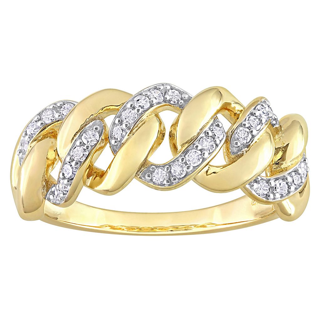 ゴールド 銀色 シルバー ダイヤモンド T.W. 【 STELLA GRACE 18K GOLD OVER SILVER 1/4 CARAT DIAMOND LINK RING / GOLD TONE 】 ジュエリー アクセサリー レディースジュエリー 指輪 リング