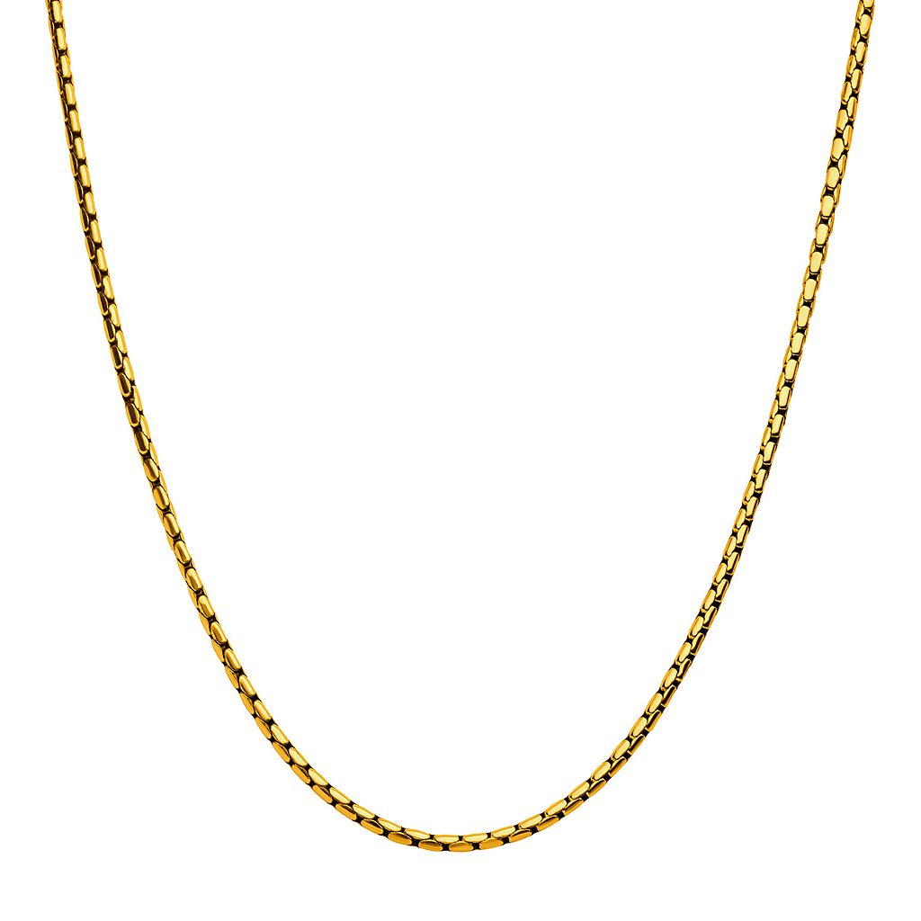 ゴールド ステンレス 銀色 スチール ボストン ネックレス 【 UNBRANDED 18K GOLD OVER STAINLESS STEEL 3 MM BOSTON LINK CHAIN NECKLACE / GOLD TONE 】 ジュエリー アクセサリー メンズジュエリー ペンダント
