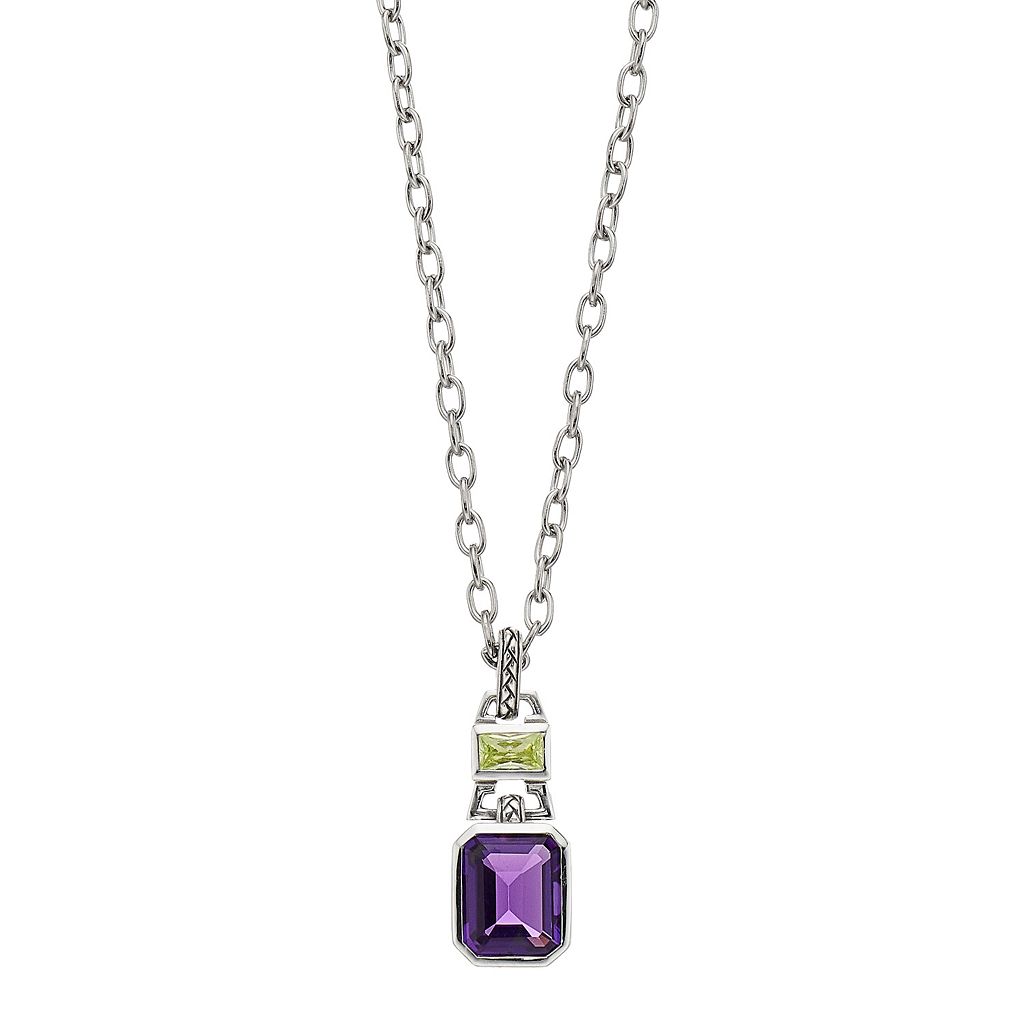 銀色 シルバー 緑 グリーン & 【 SIRI USA BY TJM STERLING SILVER LAB-CREATED AMETHYST GREEN CUBIC ZIRCONIA CUSHION PENDANT / 】 ジュエリー アクセサリー レディースジュエリー ネックレス ペンダント
