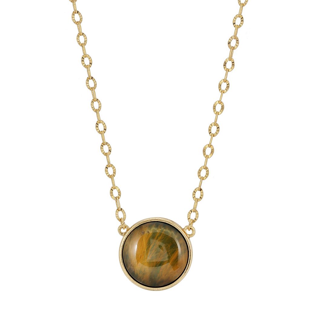 ゴールド ハニー ネックレス 【 1928 GOLD TONE SIMULATED HONEY TIGER EYE NECKLACE / TIGER EYE 】 ジュエリー アクセサリー レディースジュエリー ペンダント|スニケス