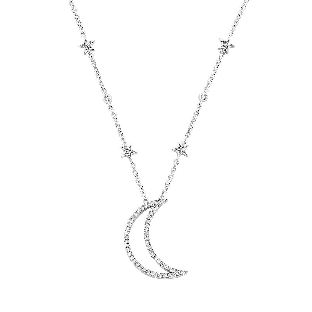 銀色 シルバー ダイヤモンド ネックレス T.W. & 【 UNBRANDED STERLING SILVER 1/5 CARAT DIAMOND MOON STAR PENDANT NECKLACE / 】 ジュエリー アクセサリー レディースジュエリー ペンダント