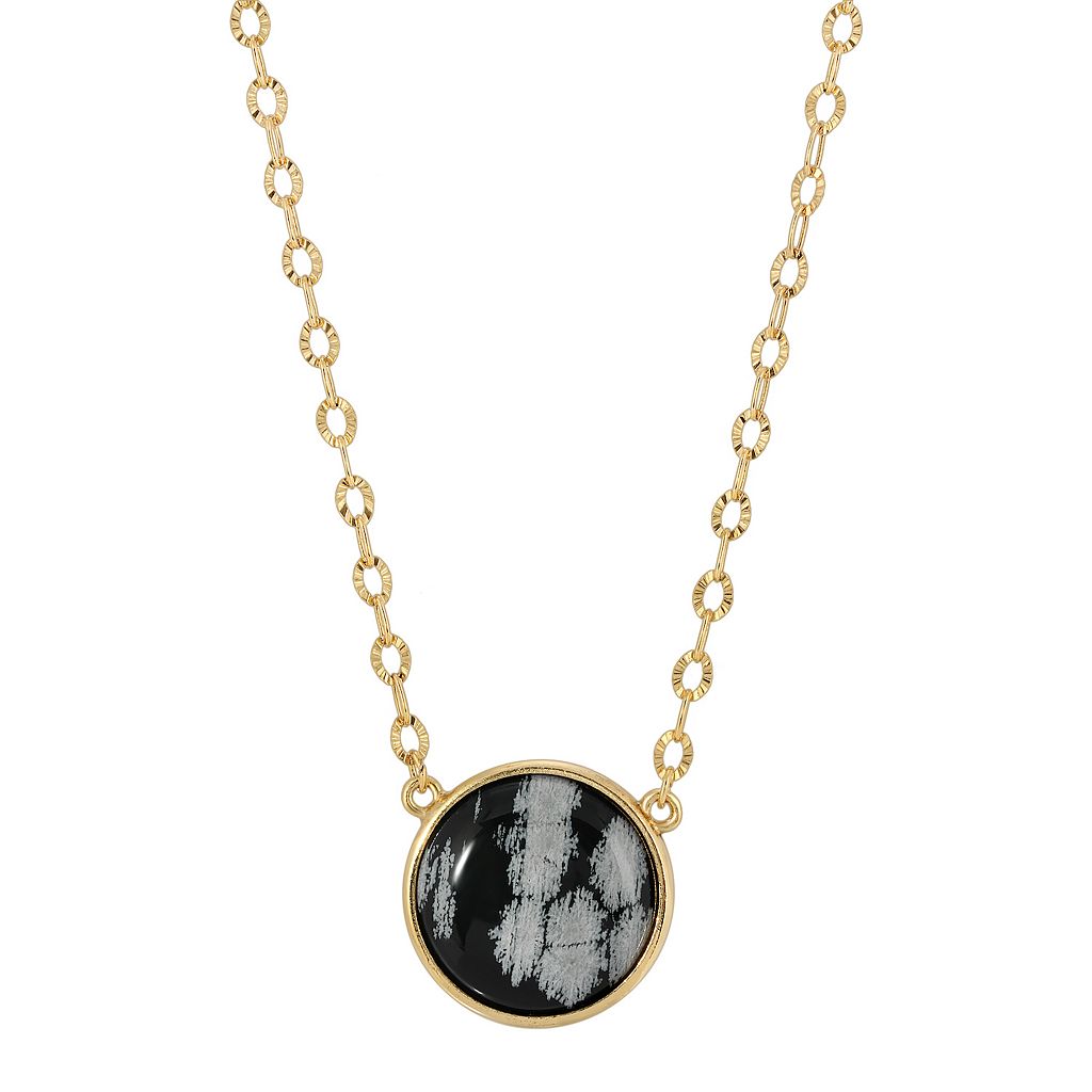 ゴールド ネックレス 白色 ホワイト 【 1928 GOLD TONE SIMULATED SNOWFLAKE OBSIDIAN NECKLACE / WHITE 】 ジュエリー アクセサリー レディースジュエリー ペンダント｜スニケス