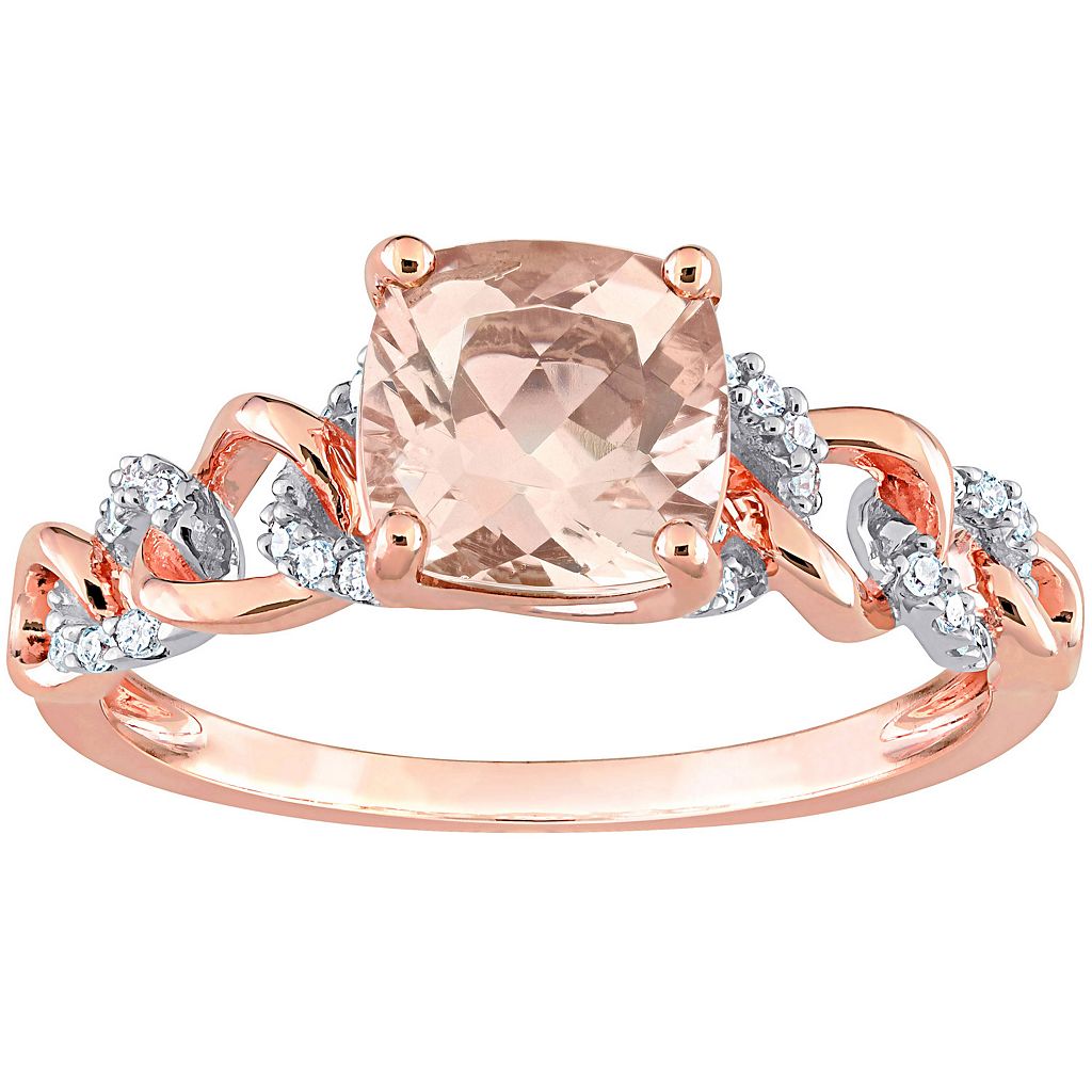 ゴールド ダイヤモンド ローズ & T.W. 【 STELLA GRACE 10K TWO-TONE GOLD MORGANITE 1/10 CARAT DIAMOND LINK RING / 10K ROSE GOLD 】 ジュエリー アクセサリー レディースジュエリー 指輪 リング