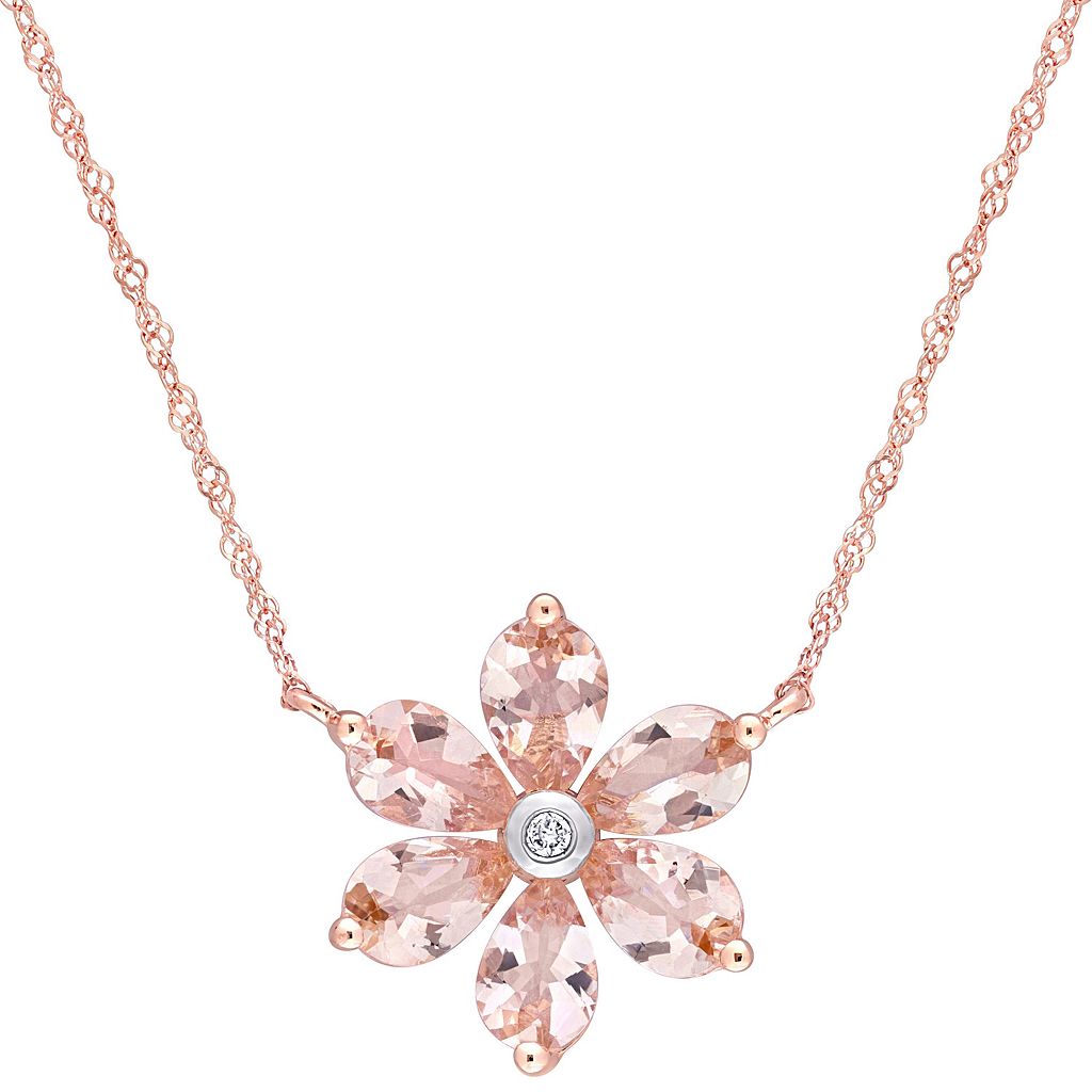 ローズ ゴールド ダイヤモンド ネックレス & 【 STELLA GRACE 10K ROSE GOLD MORGANITE DIAMOND ACCENT FLOWER NECKLACE / 10K ROSE GOLD 】 ジュエリー アクセサリー レディースジュエリー ペンダント｜スニケス