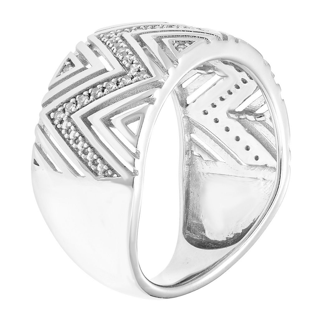 銀色 シルバー ダイヤモンド アート ウェーブ ウェイブ T.W. 【 UNBRANDED STERLING SILVER 1/8 CARAT DIAMOND ART DECO WAVE RING / 】 ジュエリー アクセサリー レディースジュエリー 指輪 リング