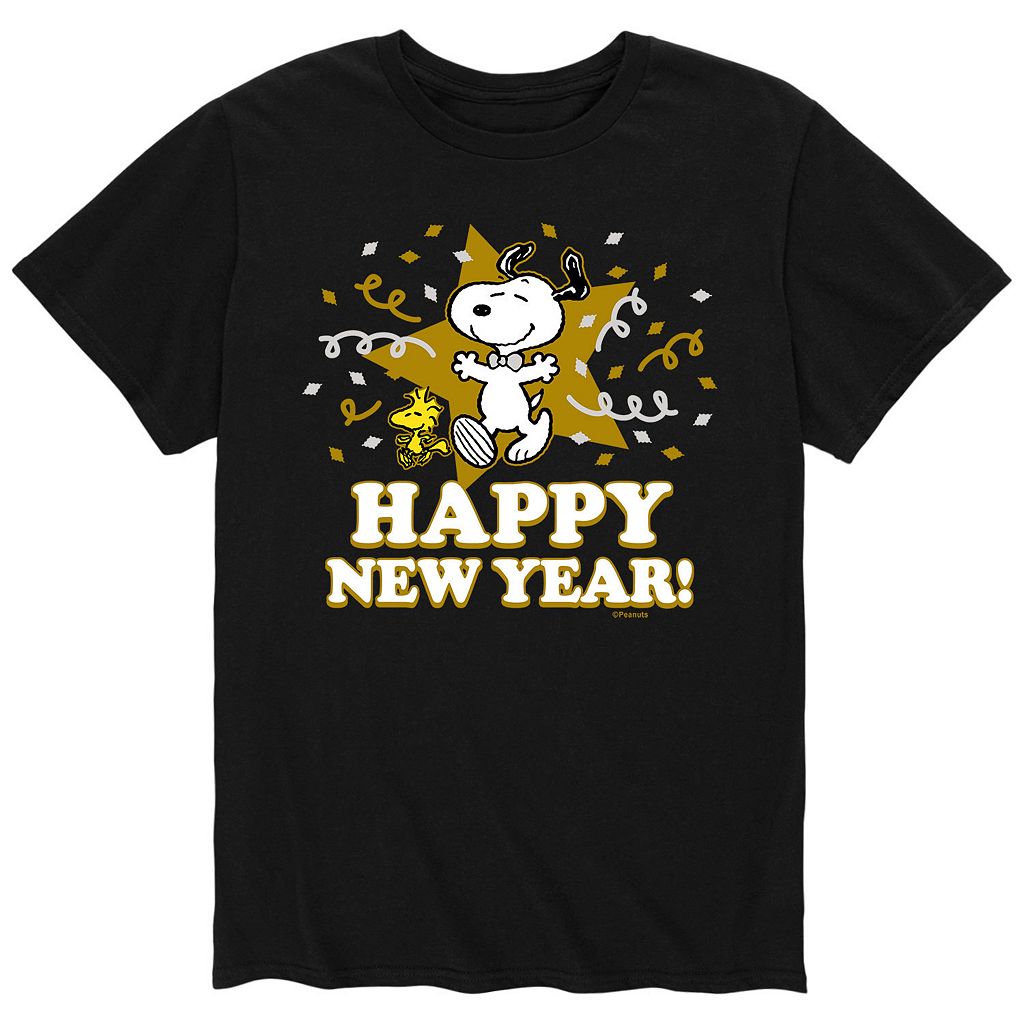 キャラクター Tシャツ 黒色 ブラック 【 LICENSED CHARACTER PEANUTS HAPPY NEW YEAR TEE / BLACK 】 メンズファッション トップス カットソー
