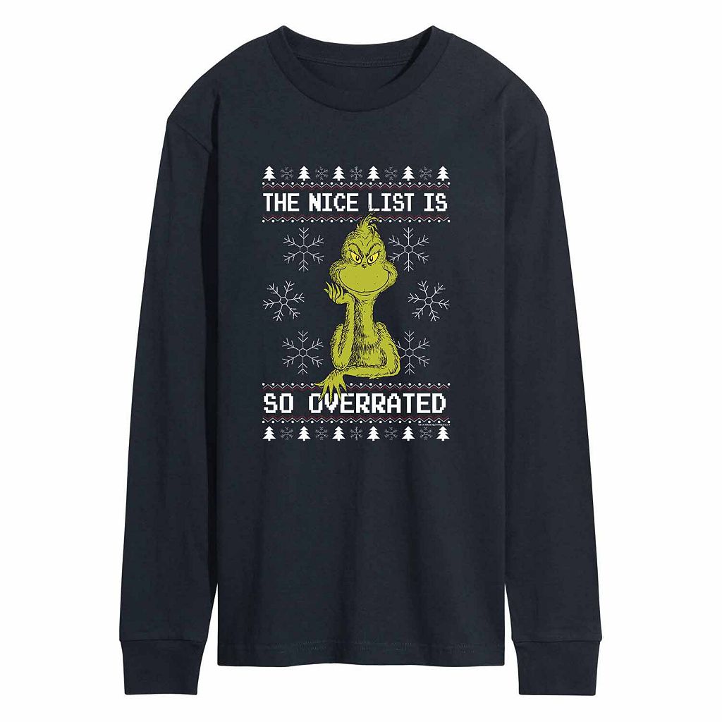 【★百貨店SALE★6/11真夜中2時迄】文字記号 ティーシャツ 紺色 米国海軍 【 LICENSED CHARACTER THE GRINCH OVERRATED TEE / NAVY 】 メンズ流行り物 トップス カットソー