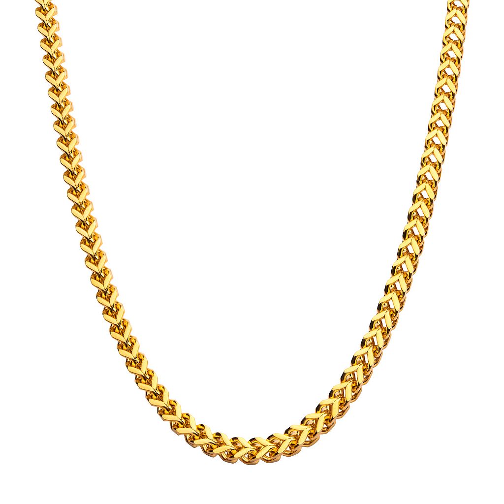 ゴールド ステンレス 銀色 スチール ネックレス 【 UNBRANDED 18K GOLD OVER STAINLESS STEEL 8 MM FRANCO CHAIN NECKLACE / GOLD TONE 8MM 】 ジュエリー アクセサリー メンズジュエリー ペンダント
