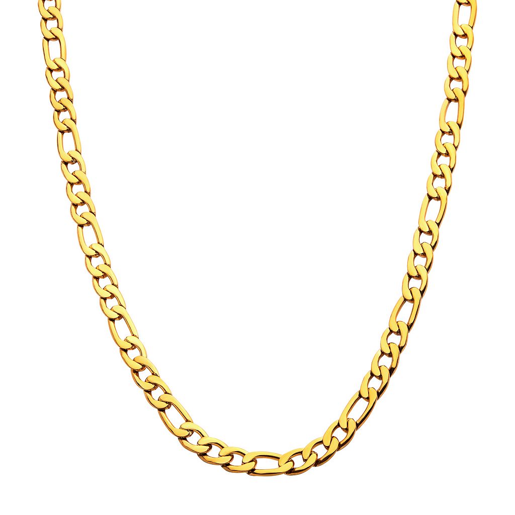 ゴールド ステンレス 銀色 スチール ネックレス 【 UNBRANDED 18K GOLD OVER STAINLESS STEEL 6 MM FIGARO CHAIN NECKLACE / GOLD TONE 6MM 】 ジュエリー アクセサリー メンズジュエリー ペンダント