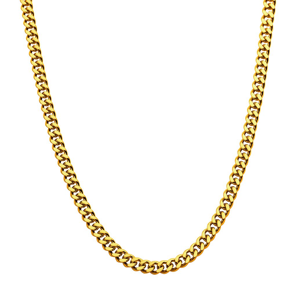 ゴールド ステンレス 銀色 スチール ネックレス 【 UNBRANDED 18K GOLD OVER STAINLESS STEEL 6 MM CURB CHAIN NECKLACE / GOLD TONE 6MM 】 ジュエリー アクセサリー メンズジュエリー ペンダント