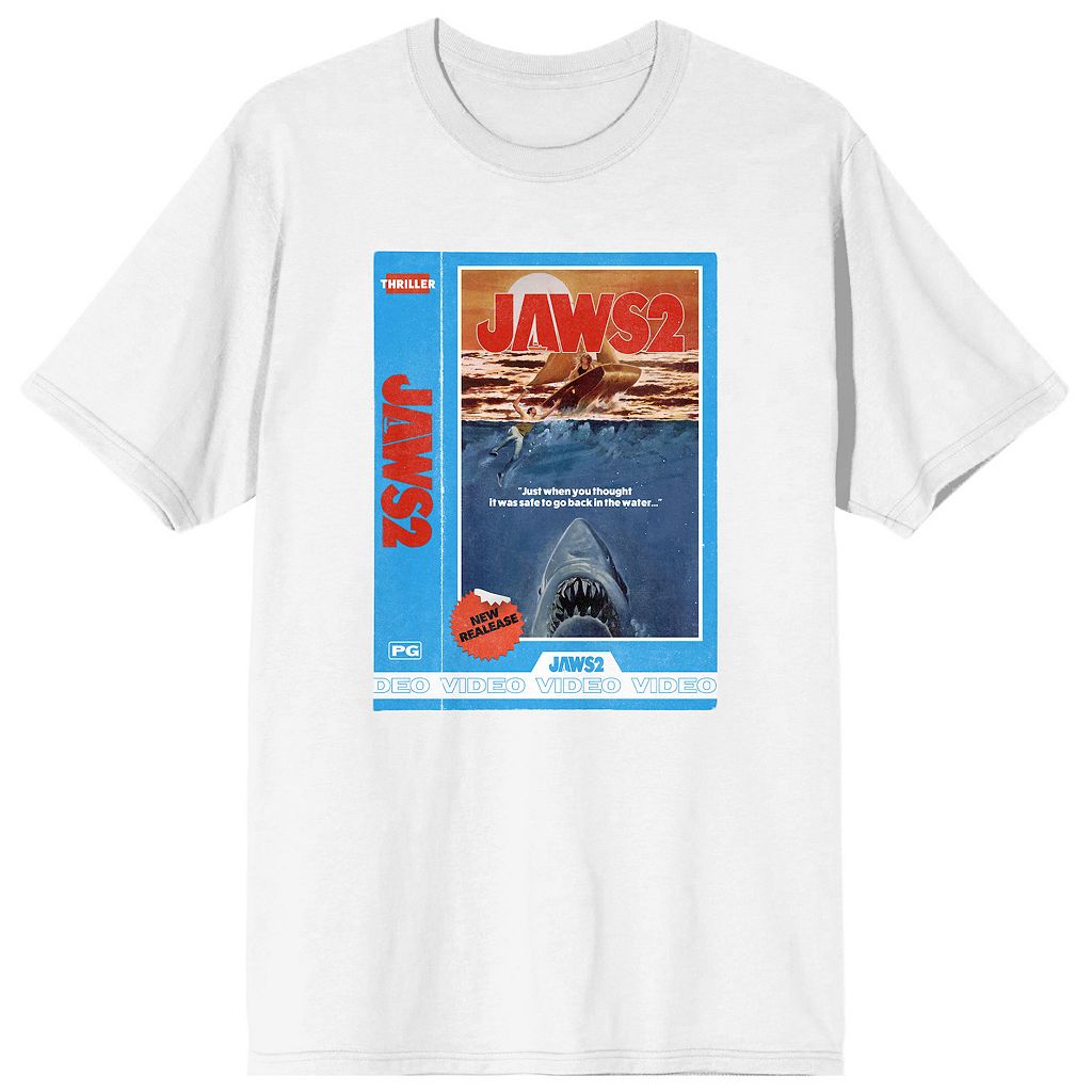 キャラクター Tシャツ 白色 ホワイト 【 LICENSED CHARACTER JAWS 2 HORROR MOVIE COVER TEE / WHITE 】 メンズファッション トップス カットソー