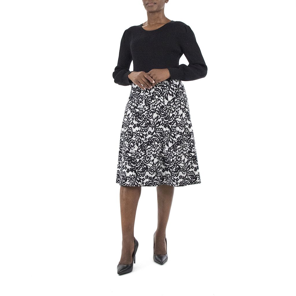 トレーナー \u0026 【 NINA LEONARD BALLOON-SLEEVE SWEATER SKIRT SET / 】 レディースファッション ドレス
