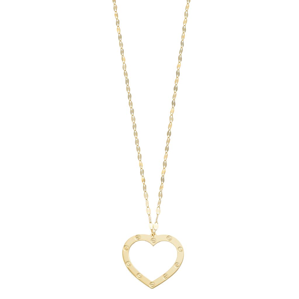 ゴールド リバーシブル ネックレス 【 UNBRANDED 14K GOLD TEXTURED REVERSIBLE OPEN HEART NECKLACE / 14K GOLD 】 ジュエリー アクセサリー レディースジュエリー ペンダント|スニケス