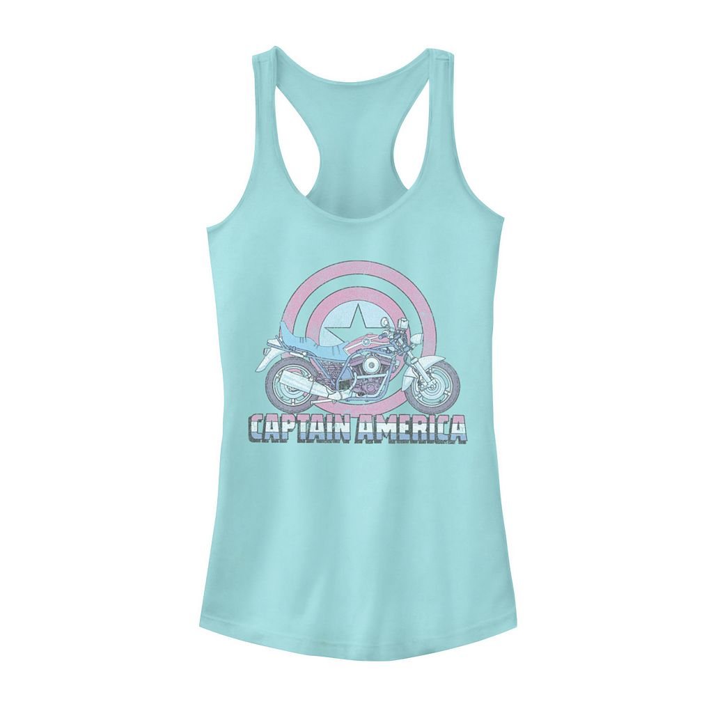 文字記号 貯蔵タンクいの一番 【 LICENSED CHARACTER MARVEL AVENGERS CAPTAIN AMERICA SHIELD MOTORCYCLE TANK TOP / CANCUN 】 キッズ もの言う花 マタニティ トップス