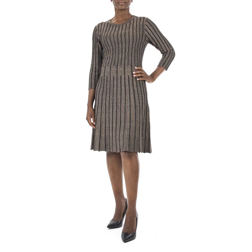 トレーナー ドレス 【 NINA LEONARD RIBBED LUREX SWEATER DRESS / 】 レディースファッション