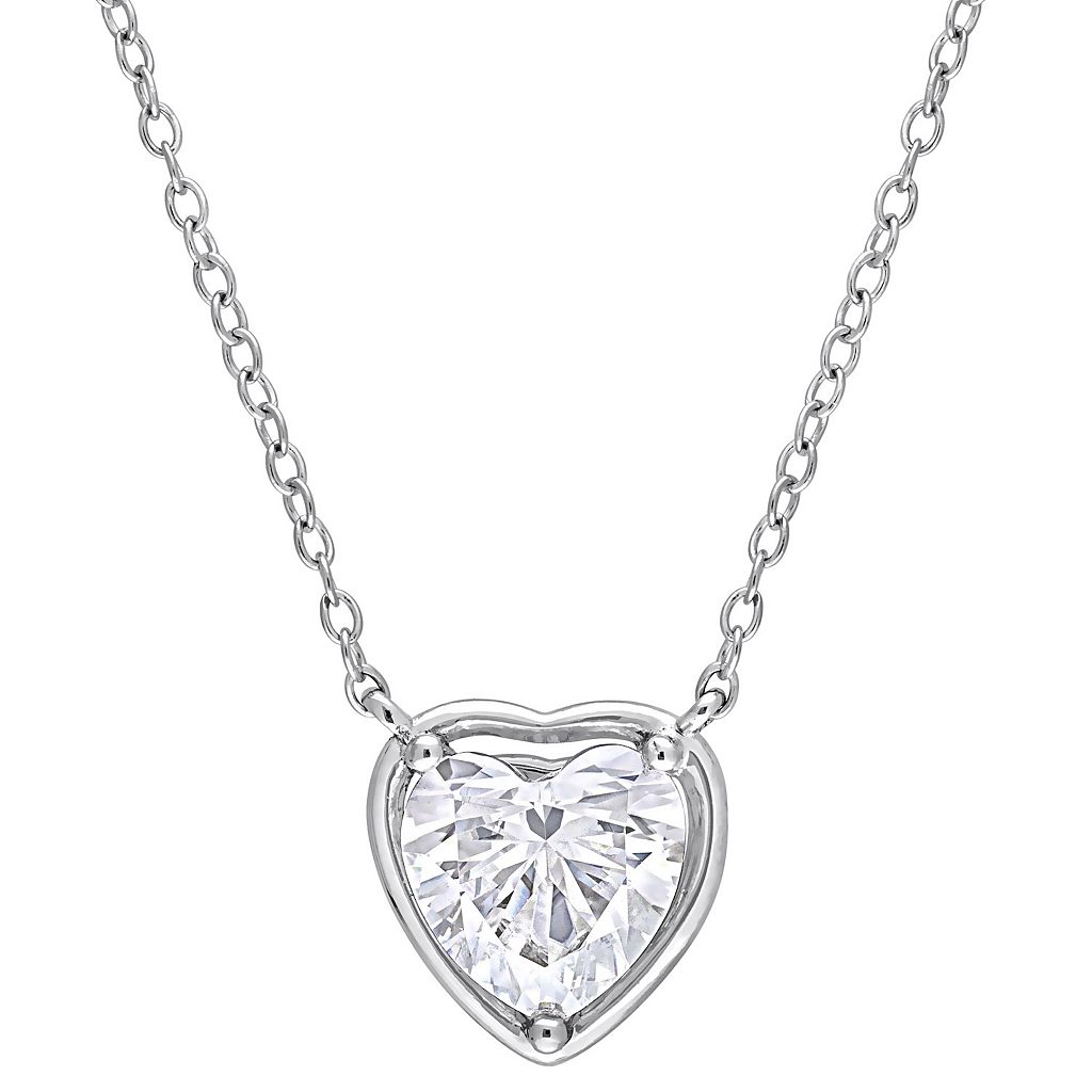 銀色 シルバー ネックレス T.W. 【 STELLA GRACE STERLING SILVER 2 CARAT LAB-CREATED MOISSANITE HALO HEART NECKLACE / 】 ジュエリー アクセサリー レディースジュエリー ペンダント
